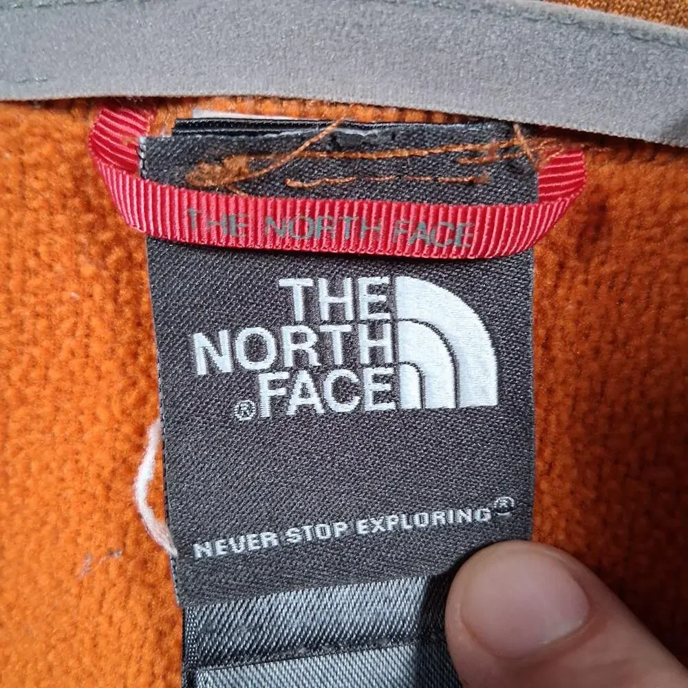 North Face Pullover Mens Large Orange Fleece Quarter Zip Hiking Chest Pocket
